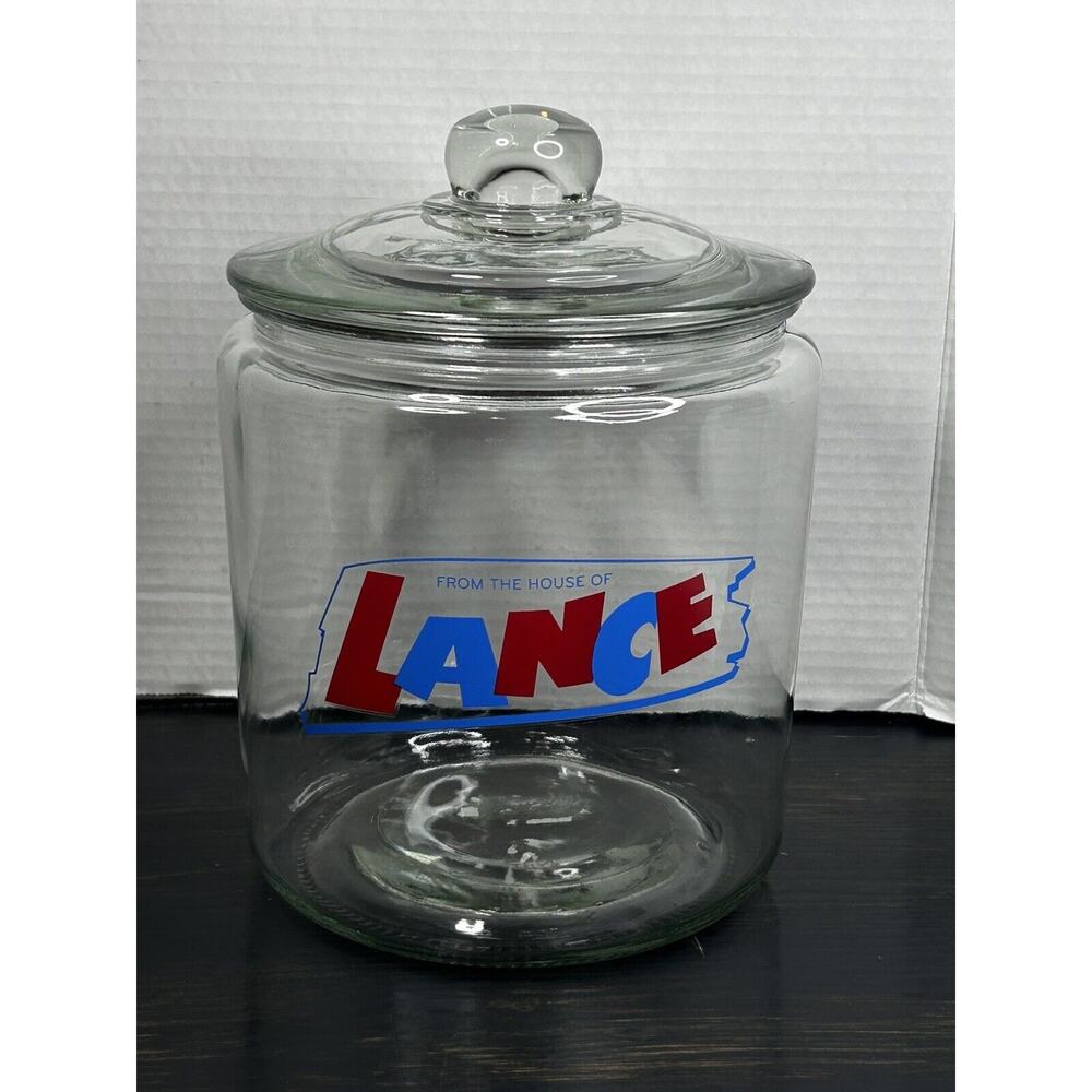 LANCE Glass Advertising General Store Counter Jar